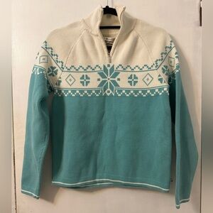Tommy Hilfiger Women's Teal and Cream Sweater